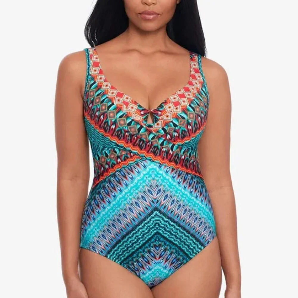 Miraclesuit Casbah Escape tummy Control Underwire One Piece Swimsuit Size 12